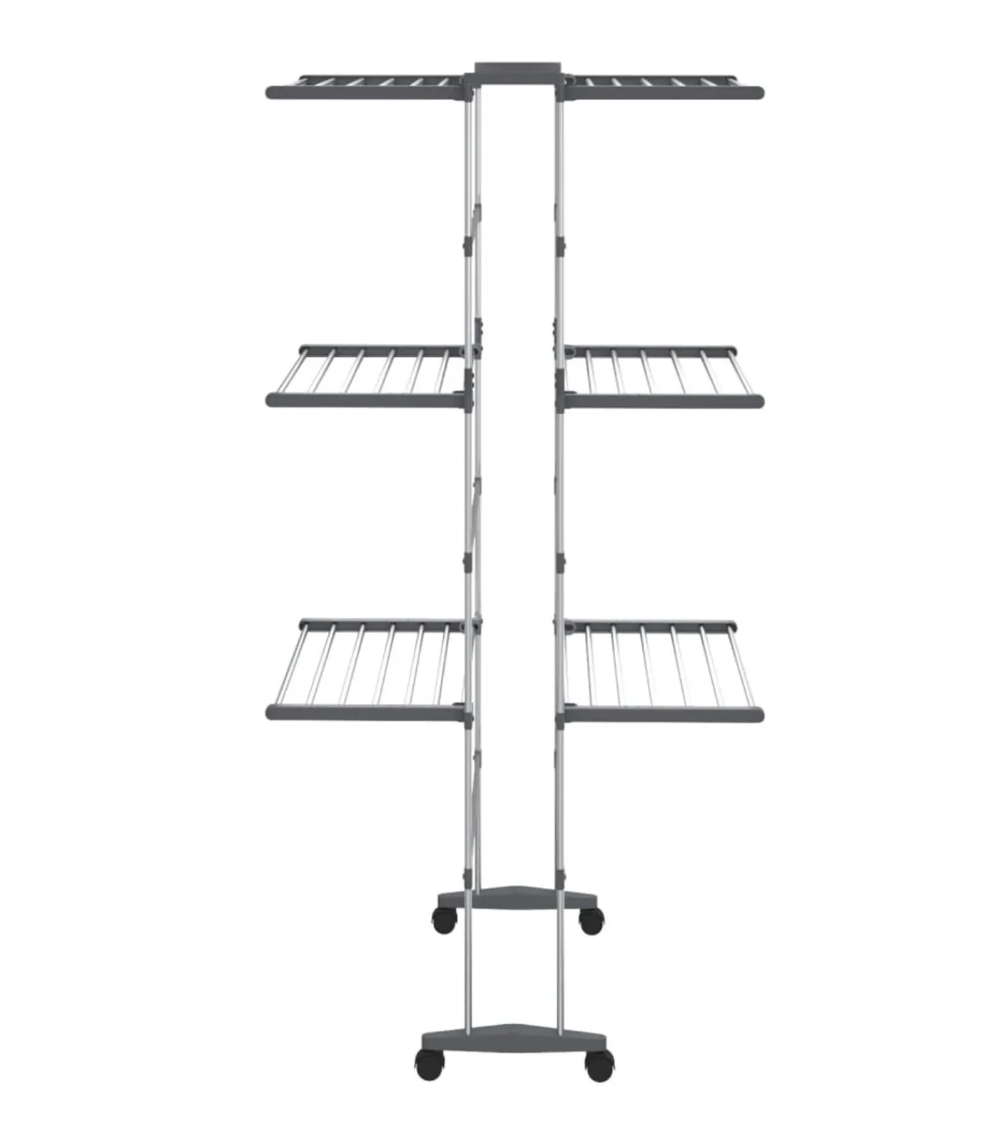 Hot Droogrek 3-laags met wieltjes 60x70x129 cm zilverkleurig Wassen & Strijken