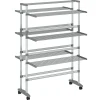 vidaXL Droogrek met wieltjes 89x64x129 cm aluminium
