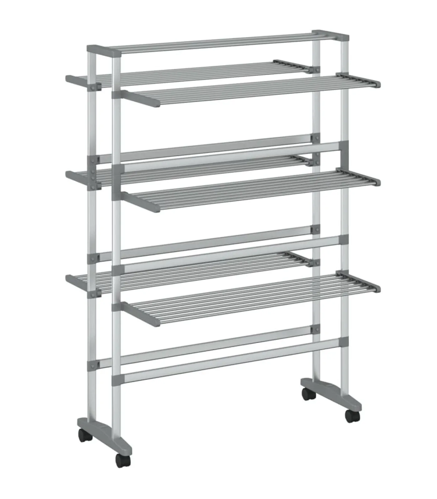 vidaXL Droogrek met wieltjes 89x64x129 cm aluminium