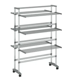 vidaXL Droogrek met wieltjes 89x64x129 cm aluminium