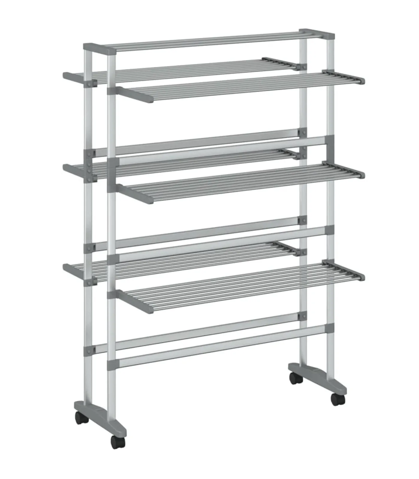 vidaXL Droogrek met wieltjes 89x64x129 cm aluminium