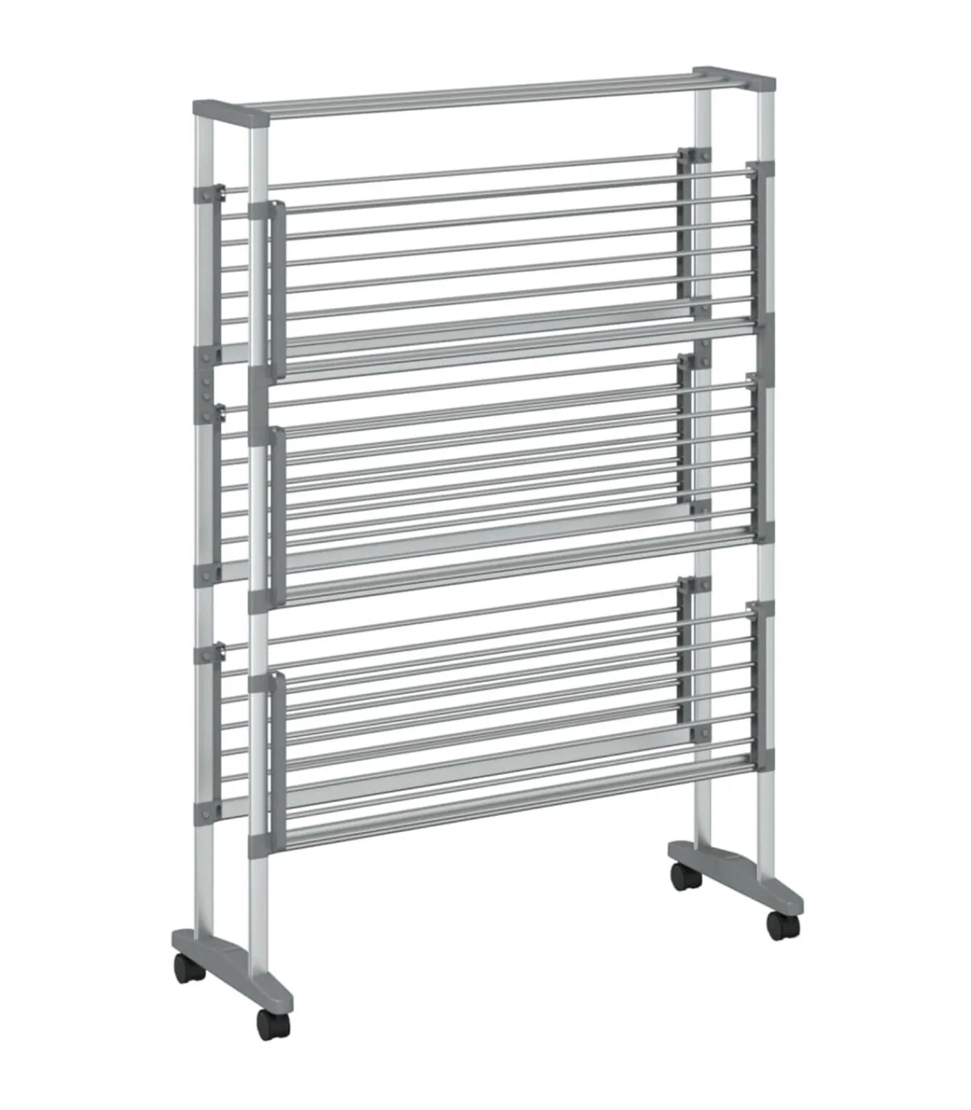 vidaXL Droogrek met wieltjes 89x64x129 cm aluminium