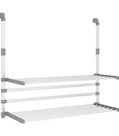 vidaXL Droogrek voor balkon 89x25x(60-95) cm aluminium
