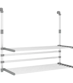vidaXL Droogrek voor balkon 89x25x(60-95) cm aluminium