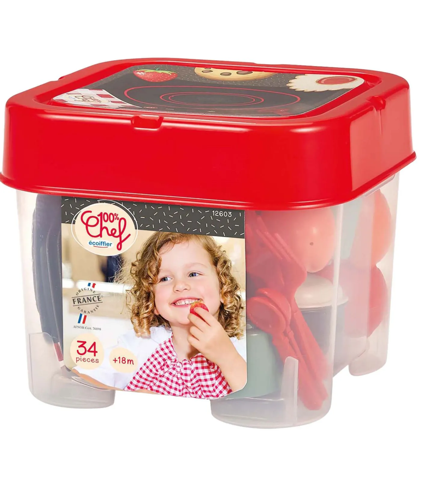 Clearance speelgoed eetset 100% Chef met speeleten - 34 delig Kinderen Speelgoed