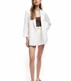 New Ecru Blazer Lange Mouwen Kruisdetail Zakdetail DAMES Jassen