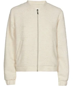 DAMES Marie Méro Ecru jasje in boucletstof met opstaande kraag