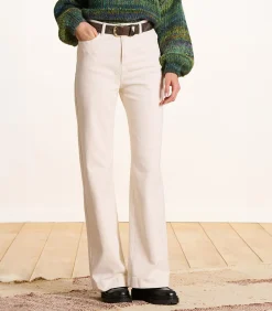 Sale Ecru jeans met wijde pijpen van organisch katoen DAMES Jeans