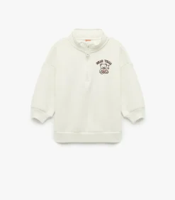 Kinderen Koton Ecru Kinder Sweatshirt Half Rits Met Print