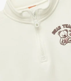 Kinderen Koton Ecru Kinder Sweatshirt Half Rits Met Print