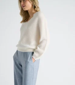 DAMES Marie Méro Ecru pull met v-hals