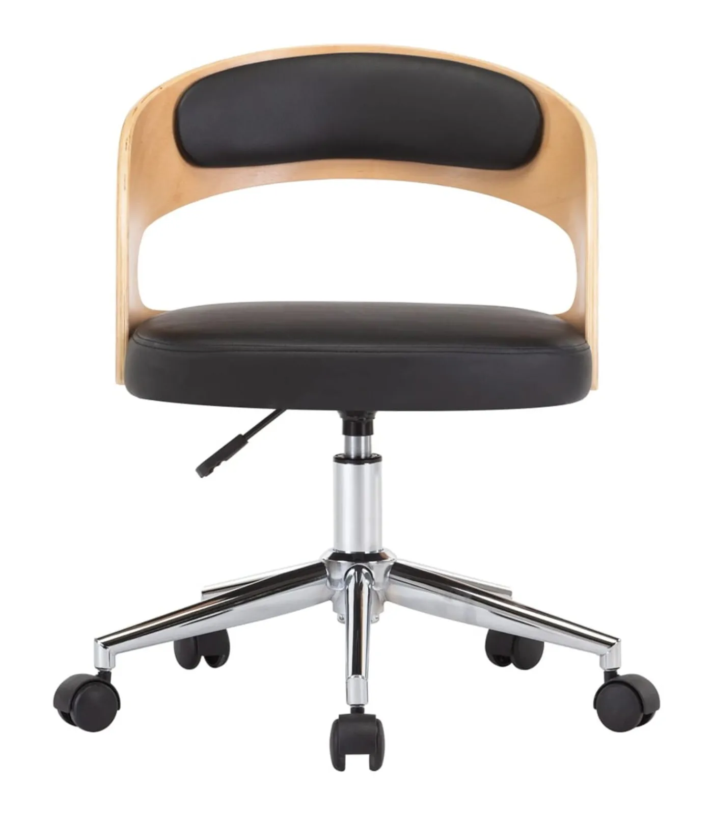 vidaXL Eetkamerstoel draaibaar gebogen hout en kunstleer zwart