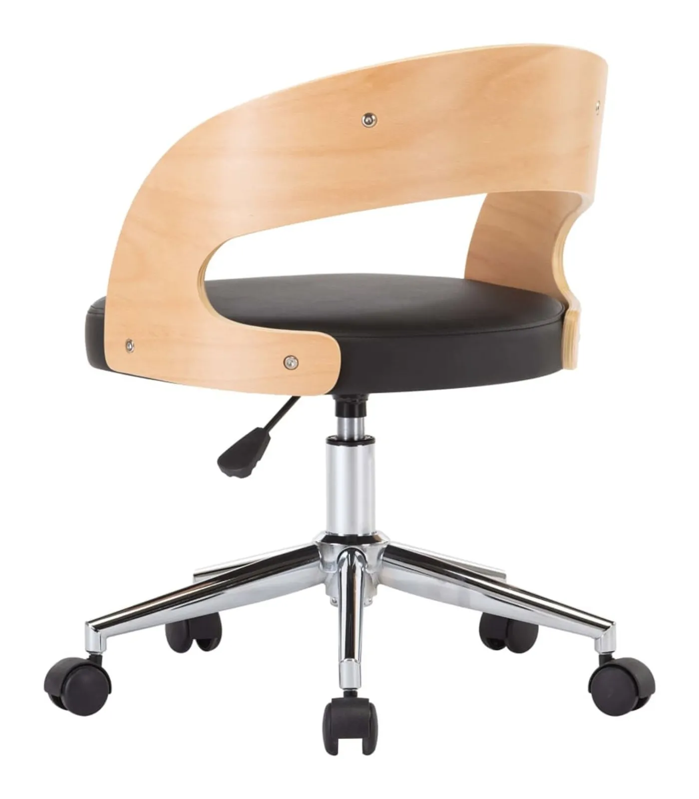 vidaXL Eetkamerstoel draaibaar gebogen hout en kunstleer zwart