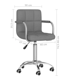 vidaXL Eetkamerstoel draaibaar stof lichtgrijs