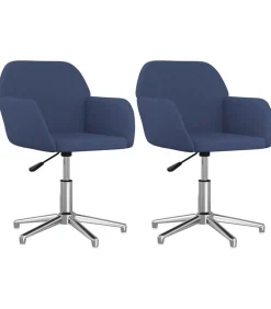 vidaXL Eetkamerstoelen 2 st draaibaar stof blauw
