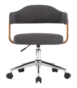 vidaXL Eetkamerstoelen 2 st draaibaar gebogen hout en stof grijs