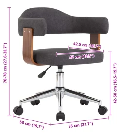 vidaXL Eetkamerstoelen 2 st draaibaar gebogen hout en stof grijs