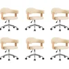 vidaXL Eetkamerstoelen 6 st draaibaar 6 st kunstleer crèmekleurig