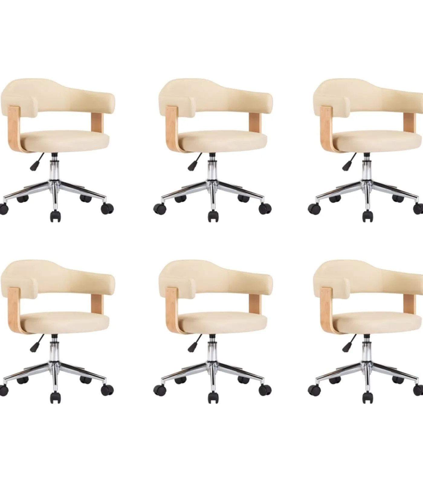 vidaXL Eetkamerstoelen 6 st draaibaar 6 st kunstleer crèmekleurig