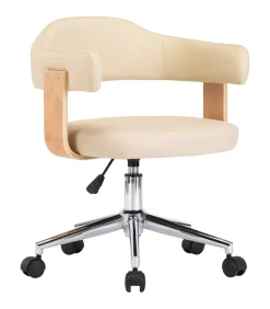 vidaXL Eetkamerstoelen 6 st draaibaar 6 st kunstleer crèmekleurig