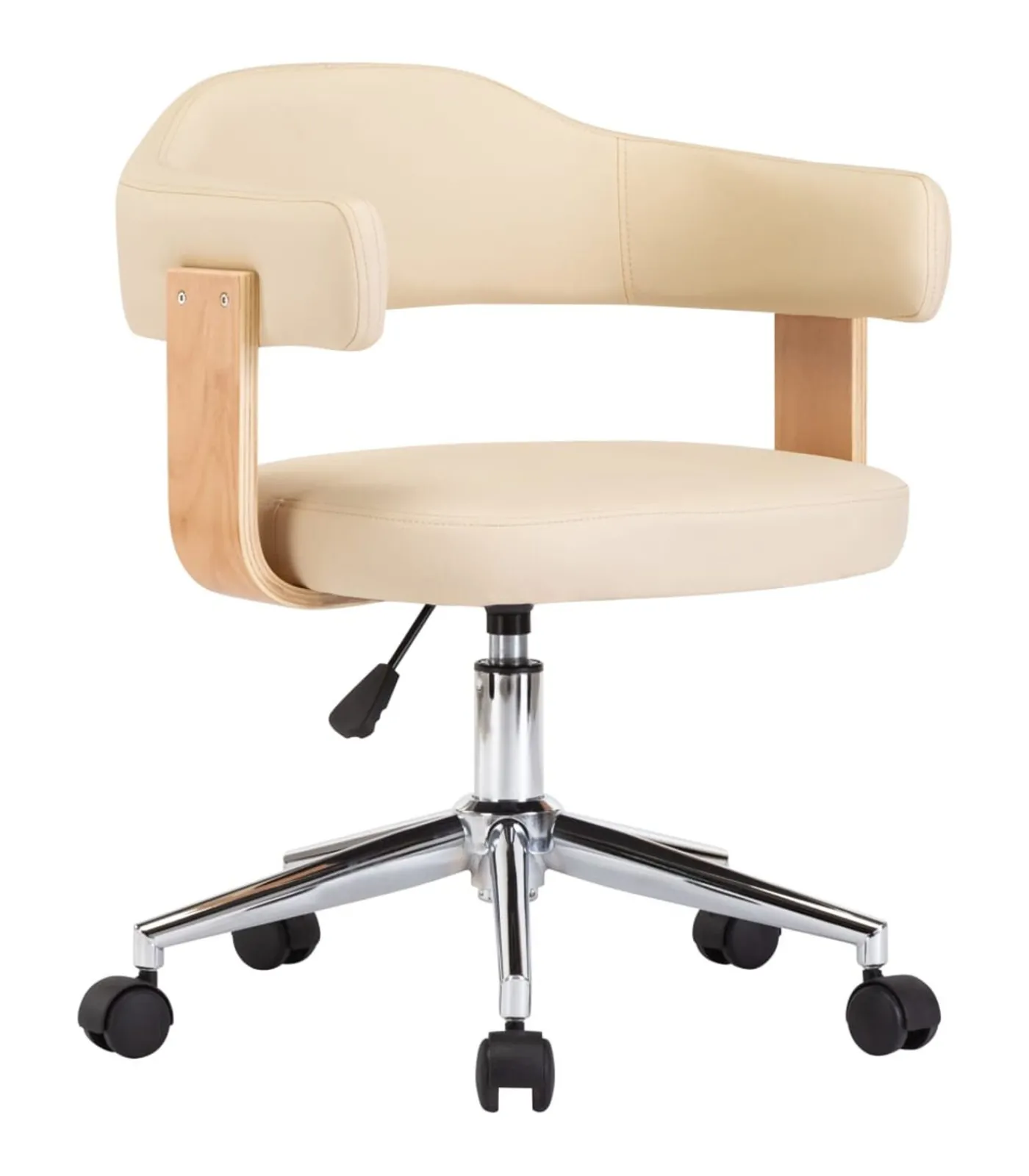 vidaXL Eetkamerstoelen 6 st draaibaar 6 st kunstleer crèmekleurig