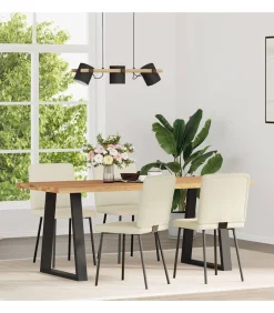 vidaXL Eetkamerstoelen 4 st fluweel crèmekleurig
