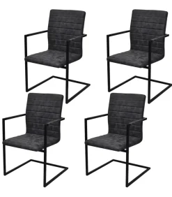 Outlet Eetkamerstoelen 4 st kunstleer zwart Stoelen