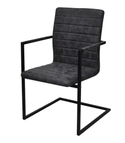 Outlet Eetkamerstoelen 4 st kunstleer zwart Stoelen