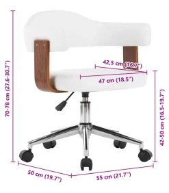 vidaXL Eetkamerstoelen draaibaar 4 st gebogen hout en kunstleer wit