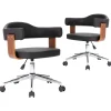 vidaXL Eetkamerstoelen draaibaar 2 st gebogen hout en kunstleer zwart