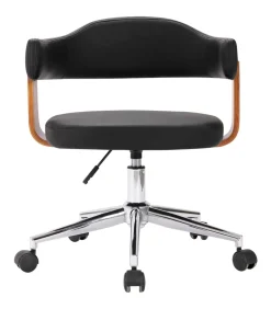 vidaXL Eetkamerstoelen draaibaar 2 st gebogen hout en kunstleer zwart