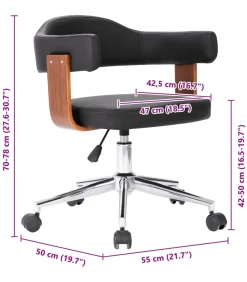 vidaXL Eetkamerstoelen draaibaar 2 st gebogen hout en kunstleer zwart