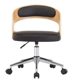 vidaXL Eetkamerstoelen draaibaar 2 st gebogen hout en kunstleer zwart