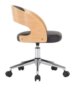 vidaXL Eetkamerstoelen draaibaar 2 st gebogen hout en kunstleer zwart