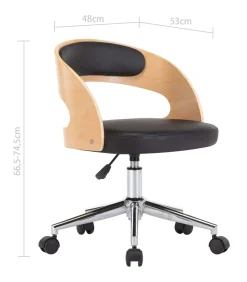 vidaXL Eetkamerstoelen draaibaar 2 st gebogen hout en kunstleer zwart