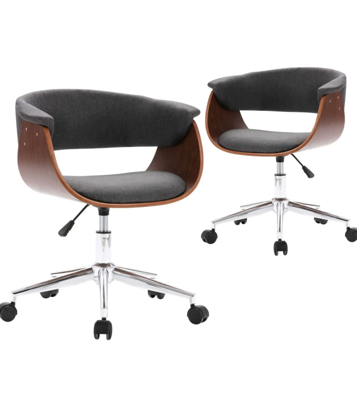 vidaXL Eetkamerstoelen draaibaar 2 st stof grijs