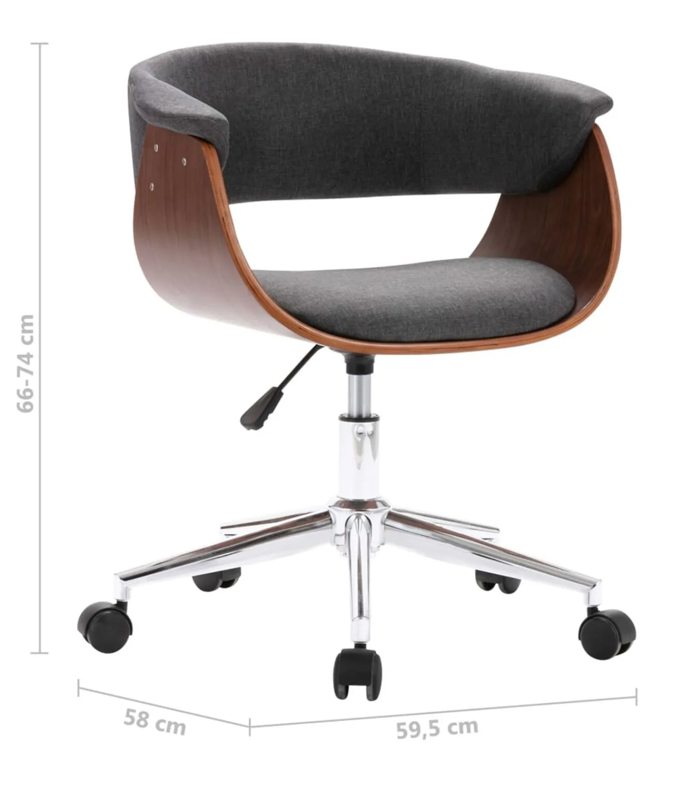 vidaXL Eetkamerstoelen draaibaar 2 st stof grijs