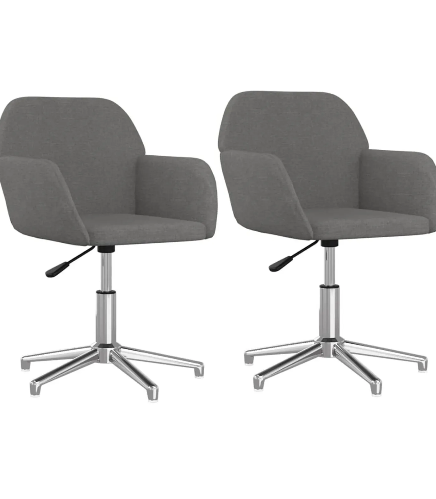 vidaXL Eetkamerstoelen draaibaar 2 st stof lichtgrijs