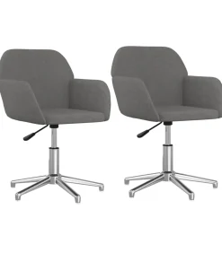 vidaXL Eetkamerstoelen draaibaar 2 st stof lichtgrijs