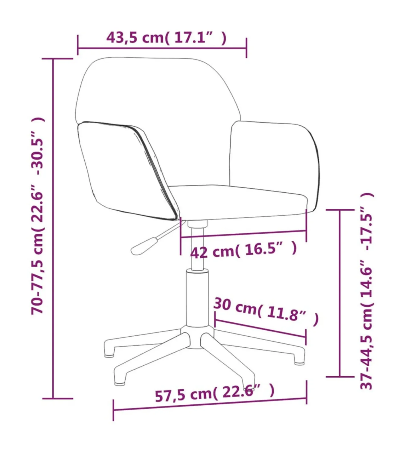 vidaXL Eetkamerstoelen draaibaar 2 st stof lichtgrijs