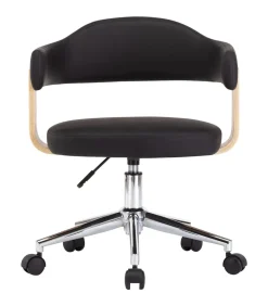 vidaXL Eetkamerstoelen draaibaar 2 st kunstleer zwart