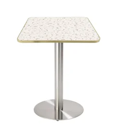 Oviala Eettafel 60 x 60 cm zilveren poot en terrazzo/gouden coating