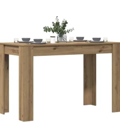 Hot Eettafel 120x60x76 cm bewerkt hout artisanaal eikenkleur Tafels