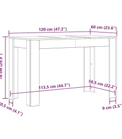 Hot Eettafel 120x60x76 cm bewerkt hout artisanaal eikenkleur Tafels
