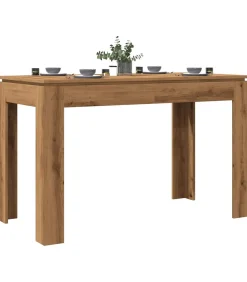 Hot Eettafel 120x60x76 cm bewerkt hout artisanaal eikenkleur Tafels