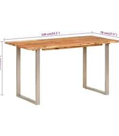 New Eettafel 140x70x76 cm massief acaciahout Tafels