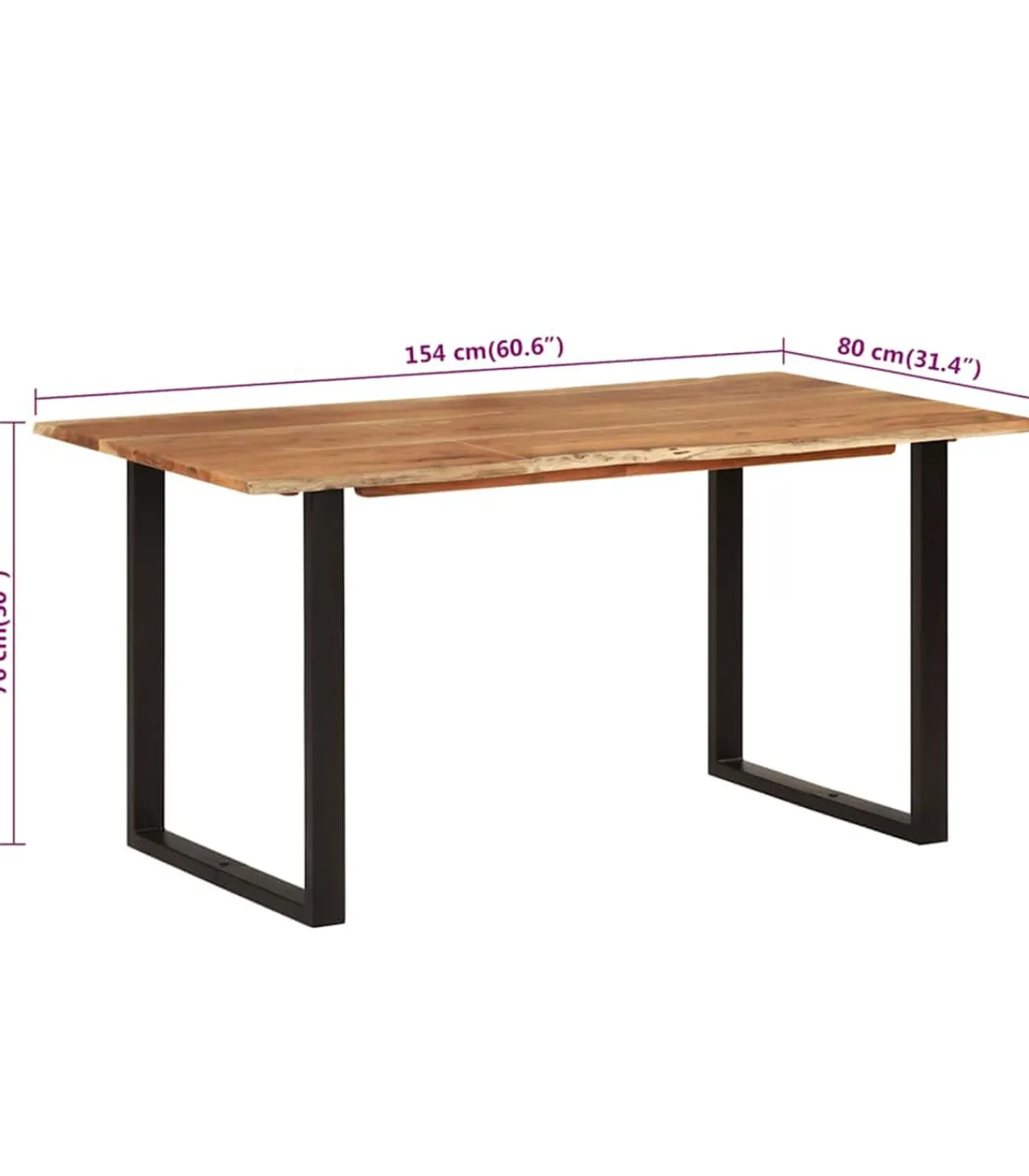 vidaXL Eettafel 154x80x76 cm massief acaciahout