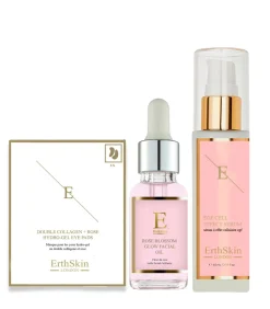 Erth Skin London EGF CEL EFFECT SERUM + Rozenbloesem Glow Gezichtsolie + Dubbele Collageen Oogkussentjes