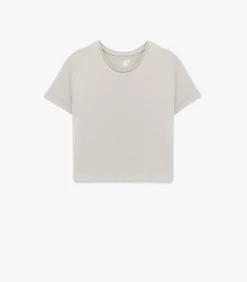 Hot Ekru T-shirt Modal Korte Mouwen Ronde Hals DAMES T-Shirts & Tops