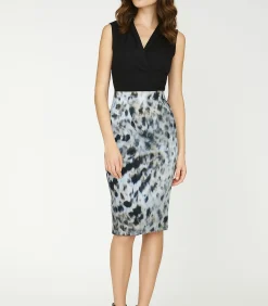 Elastische gabardine kokerrok met luipaardprint DAMES Rokken